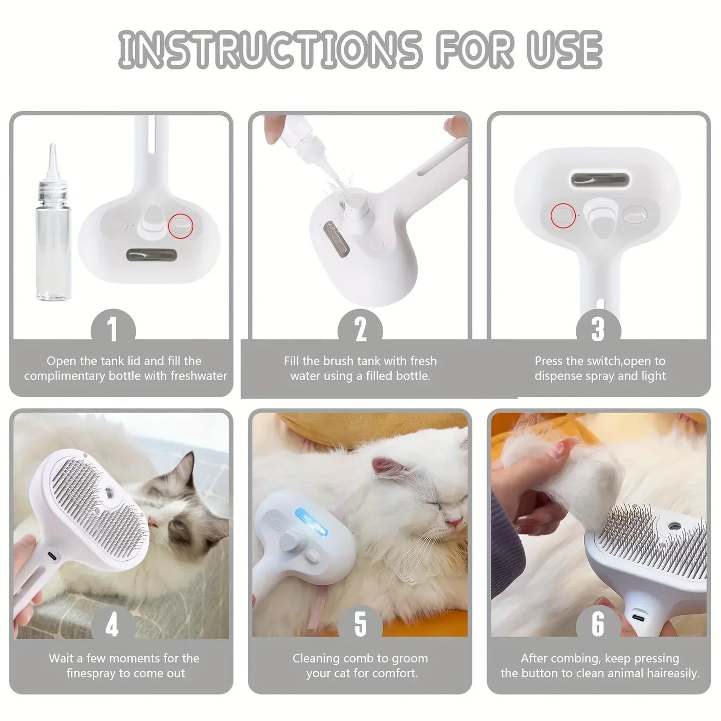 PetMist™ – Brosse de toilettage à vapeur pour chats et chiens